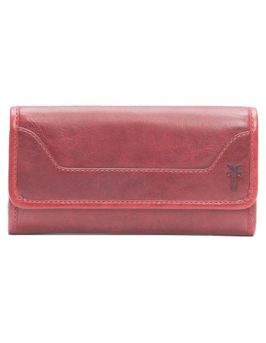 Cartera Frye Melissa de Cuero Burdeos con 13 Ranuras