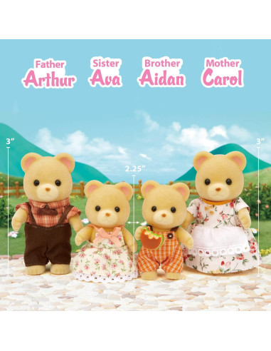 Familia Cuddle Bear Calico Critters - Muñecas 4 Piezas