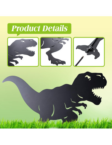 Estacas de Jardín SRDJXY Dinosaurio Metal Negro Decorativas