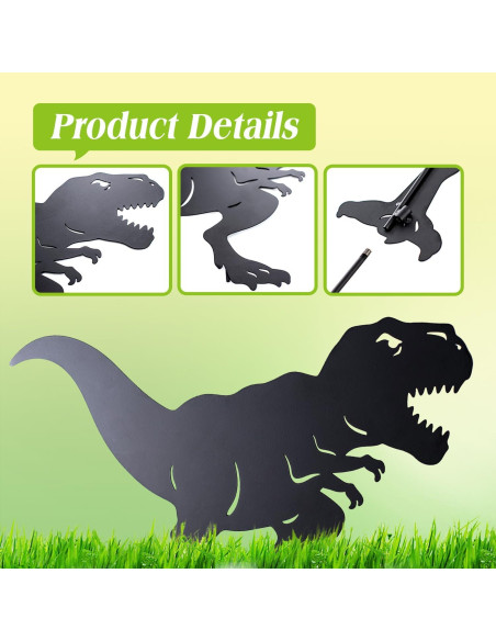 Estacas de Jardín SRDJXY Dinosaurio Metal Negro Decorativas Estacas de Jardín SRDJXY Dinosaurio Metal Negro Decorativas