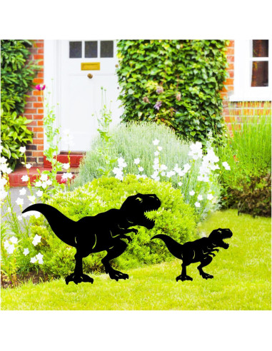 Estacas de Jardín SRDJXY Dinosaurio Metal Negro Decorativas