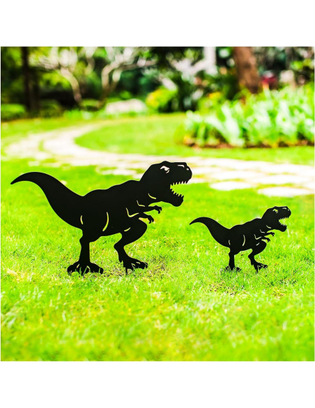Estacas de Jardín SRDJXY Dinosaurio Metal Negro Decorativas Estacas de Jardín SRDJXY Dinosaurio Metal Negro Decorativas