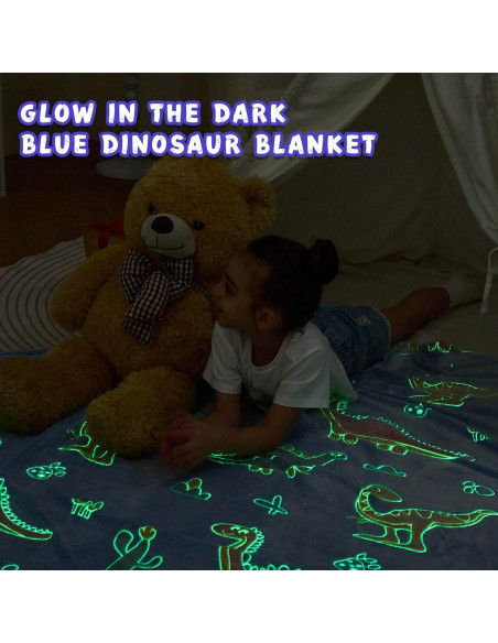 Manta de Dinosaurio Inhand 127x152 cm Brilla en la Oscuridad Manta de Dinosaurio Inhand 127x152 cm Brilla en la Oscuridad