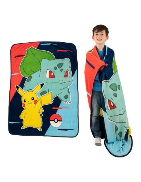 Manta Pokémon Franco Pikachu y Bulbasaur 116x152 cm Manta Pokémon Franco Pikachu y Bulbasaur 116x152 cm