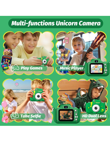 Cámara Digital para Niños HOOMOON Dinosaurio 1080P Verde