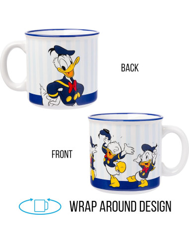 Taza Cerámica Silver Buffalo Pato Donald 590 ml Rayas