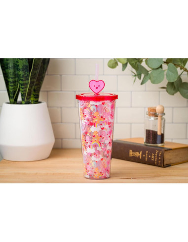 Taza Fría Silver Buffalo Care Bears 24oz con Tapa y Popote