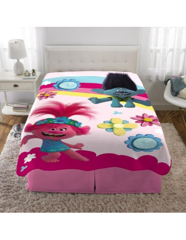 Manta Franco Trolls 2 Micro Raschel 157x229 cm Rosa
