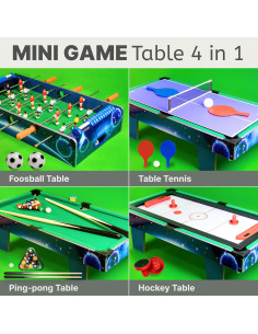 Mesa de Juego 4 en 1 Queensell QS-MTG70 Mini Diversión 2
