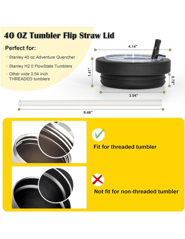 Tapa Giratoria a Prueba de Derrames FECBK para Taza Stanley 40 oz