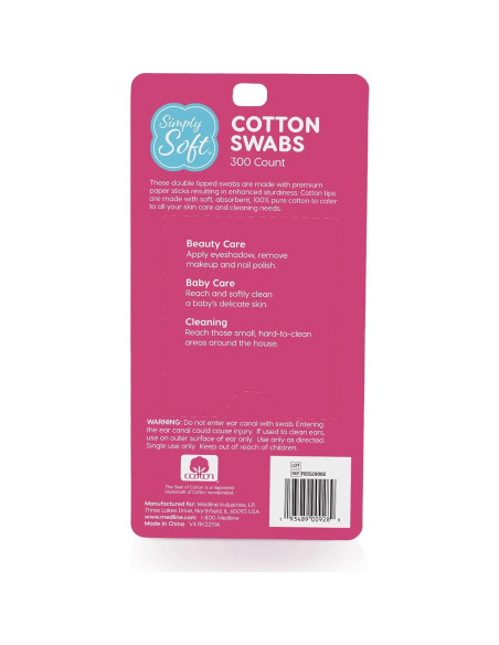 Hisopos de Algodón Simply Soft Doble Punta 300 Unidades Hisopos de Algodón Simply Soft Doble Punta 300 Unidades