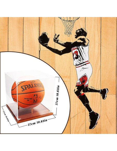 Estuche de exhibición MAZHOR para baloncesto con base de madera Estuche de exhibición MAZHOR para baloncesto con base de madera