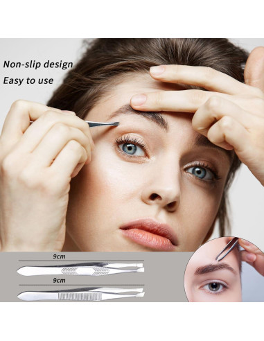 Pinzas de Acero Inoxidable Tiankohelan para Vello Facial - 2 Pcs