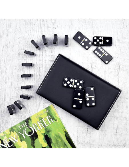 Juego de Dominó Doble Seis Queensell con Estuche de Cuero Juego de Dominó Doble Seis Queensell con Estuche de Cuero