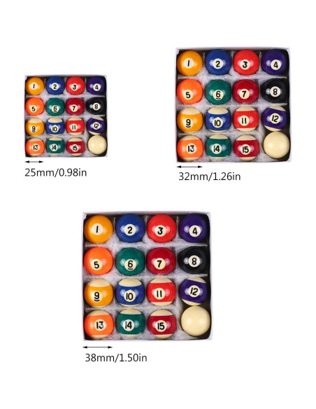 Conjunto de 16 Bolas de Billar Mini KHIOPNT 2.5cm Conjunto de 16 Bolas de Billar Mini KHIOPNT 2.5cm