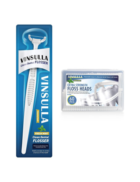 Kit de Hilo Dental Clean VINSULLA con 1 Mango y 60 Cabezas Menta Kit de Hilo Dental Clean VINSULLA con 1 Mango y 60 Cabezas Menta