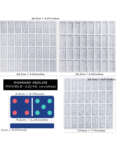 Molde de Silicona CNYMANY Doble 12 para Dominó y Caja