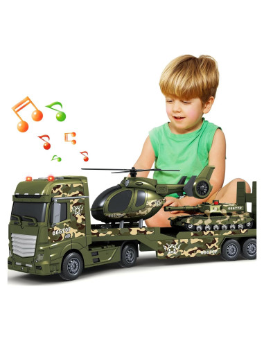 Camión Militar 25" BSTOYDER con Helicóptero y Tanque