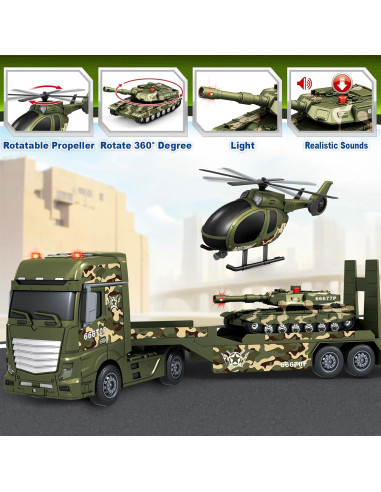 Camión Militar 25" BSTOYDER con Helicóptero y Tanque