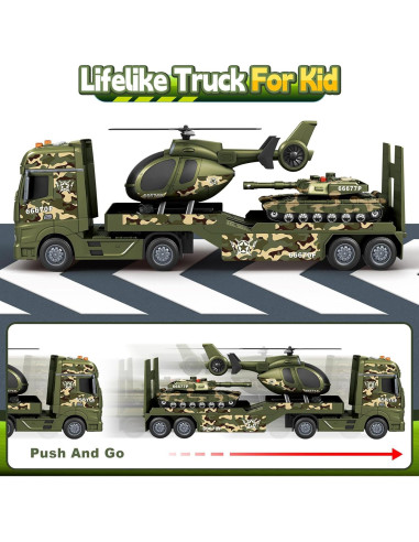 Camión Militar 25" BSTOYDER con Helicóptero y Tanque