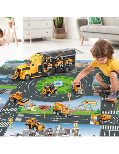 Juego de Camiones de Construcción NIPLOOOW con Alfombrilla