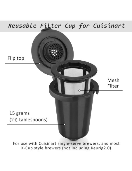 Taza de Filtro Reutilizable FIRJOY para Cuisinart - 2 Pack Taza de Filtro Reutilizable FIRJOY para Cuisinart - 2 Pack
