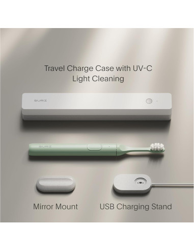 Cepillo de Dientes Eléctrico SURI con Estuche UV - Verde