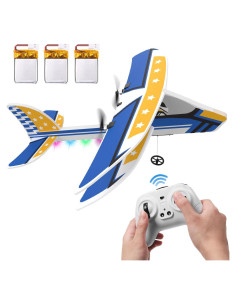 DEERC Avión RC AU4-SQN-022-YW con 3 Baterías y Giroscopio