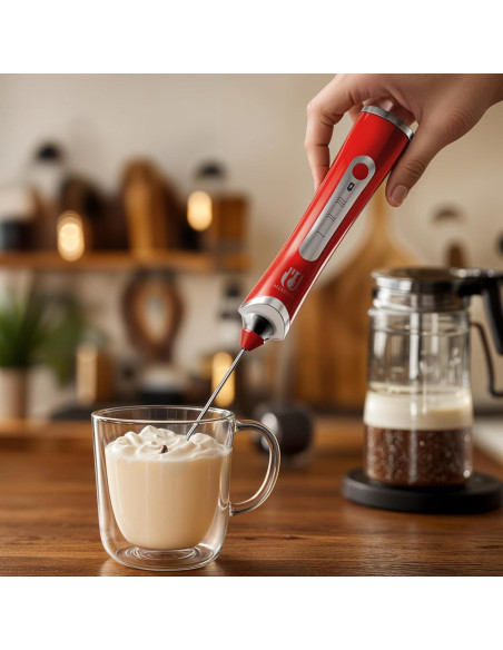 Espumador de Leche Eléctrico Utensilla Rojo - 3 Velocidades Espumador de Leche Eléctrico Utensilla Rojo - 3 Velocidades