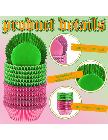 Forros de Cupcake Vesici 200 Pcs Rosa Verde 3x7 cm
