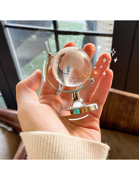 Mini Globo Terráqueo de Cristal 5 cm con Soporte Plata Mini Globo Terráqueo de Cristal 5 cm con Soporte Plata