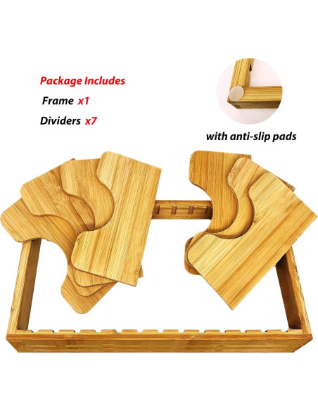 Organizador de Tapa de Olla de Bambú LONG TAO Ajustable 39x19.5cm Organizador de Tapa de Olla de Bambú LONG TAO Ajustable 39x19.5cm