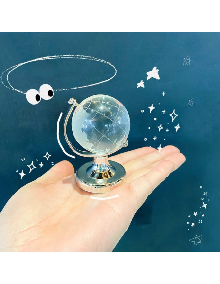 Mini Globo Terráqueo de Cristal 5 cm con Soporte Plata Mini Globo Terráqueo de Cristal 5 cm con Soporte Plata