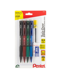 Lápices Mecánicos Pentel Twist-Erase 0.9mm, Paquete de 4