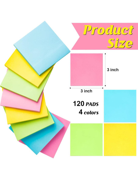 Notas Adhesivas Fainne 120 Paquetes 7.62x7.62 cm Colorido Notas Adhesivas Fainne 120 Paquetes 7.62x7.62 cm Colorido