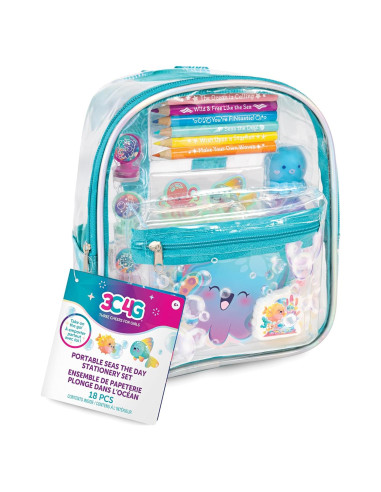 Set de Papelería Portátil 3C4G - Funda 20cm, Temática Oceánica