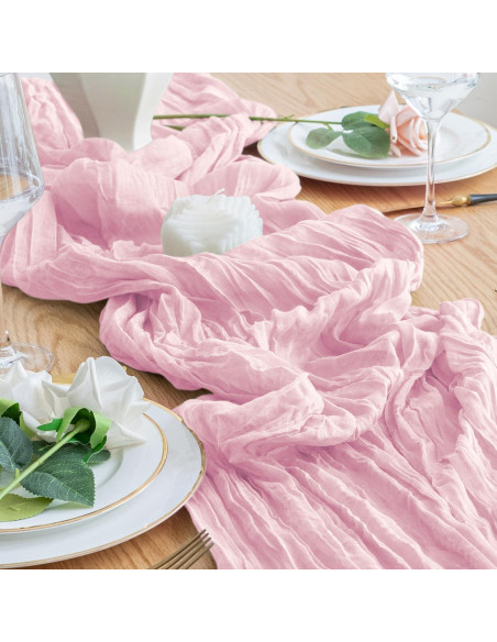 Camino de Mesa Cheesecloth 3 Piezas Rosa Sonrojado 365.76cm Camino de Mesa Cheesecloth 3 Piezas Rosa Sonrojado 365.76cm