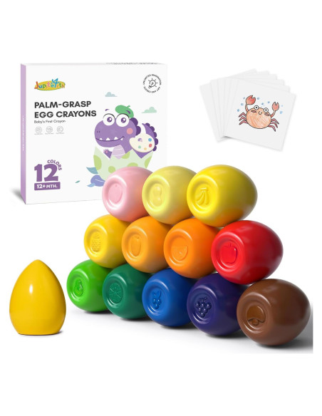 Crayones de Huevo JUPITEARTH 12 Colores Jumbo No Tóxicos Crayones de Huevo JUPITEARTH 12 Colores Jumbo No Tóxicos