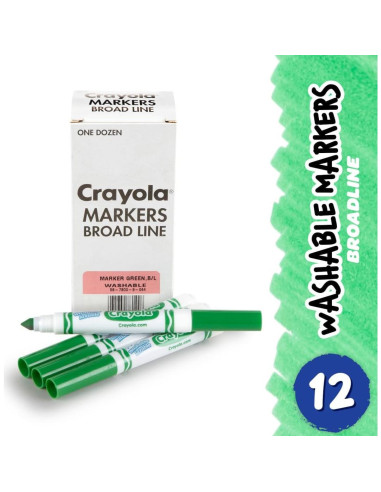 Marcadores Lavables Crayola 12 Verde Ancho para Niños
