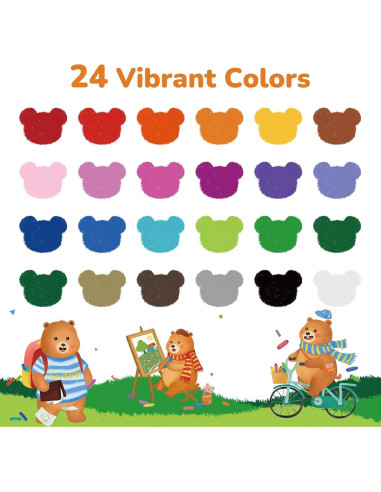 Crayones Jumbo JUPITEARTH 24 Colores No Tóxicos para Niños