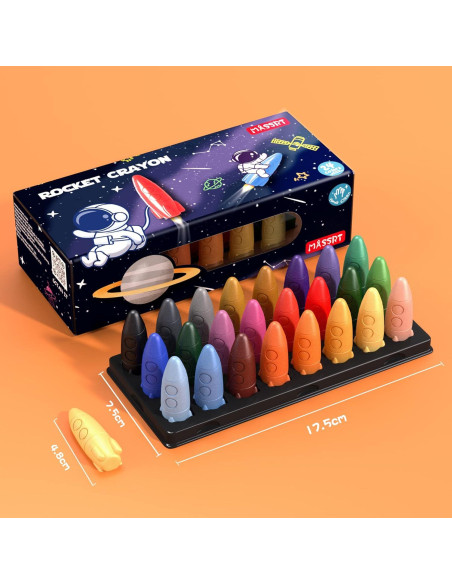 Crayones Espaciales MASSRT 24 Colores No Tóxicos para Niños Crayones Espaciales MASSRT 24 Colores No Tóxicos para Niños