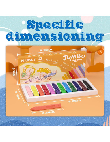 Crayones Jumbo Triangulares MASSRT 18 Colores No Tóxicos