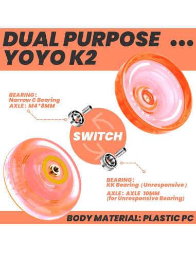 Yoyo MAGICYOYO K2 Plus Cristal Naranja para Trucos