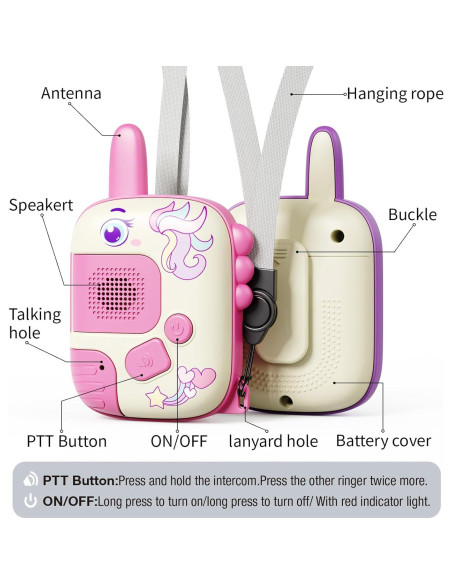 Walkie Talkies Unicornio HONGID para Niñas 0.16 kg 2 Piezas Walkie Talkies Unicornio HONGID para Niñas 0.16 kg 2 Piezas