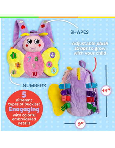 Mochila Educativa Mariposa Buckle Toys 20x7x28cm Niñas