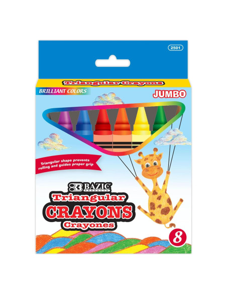 Crayones Jumbo Triángulo BAZIC 24 Colores No Tóxicos Crayones Jumbo Triángulo BAZIC 24 Colores No Tóxicos