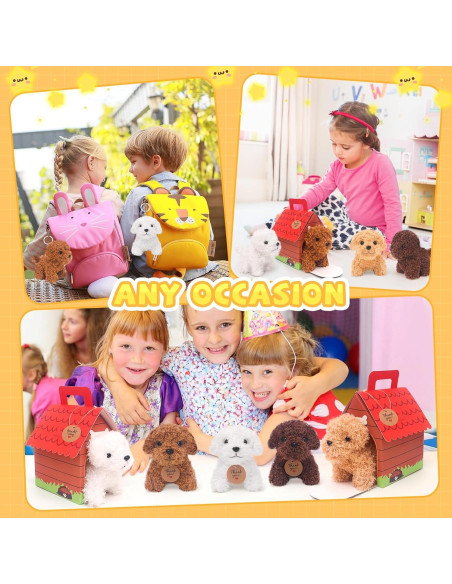 12 Mini Perros de Peluche HAPGFS con Llaveros y Casa 12 Mini Perros de Peluche HAPGFS con Llaveros y Casa