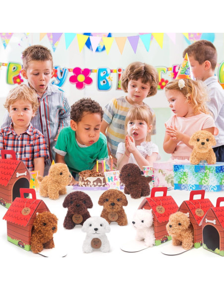 12 Mini Perros de Peluche HAPGFS con Llaveros y Casa 12 Mini Perros de Peluche HAPGFS con Llaveros y Casa