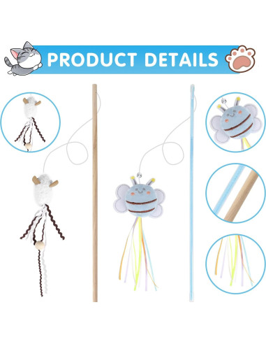 NOWFRESH Juego de Varitas Interactivas para Gatos 2 PCS