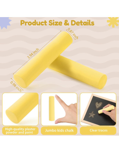 Tiza de Acera Jumbo Fulmoon 40 Pcs Amarillo Lavable